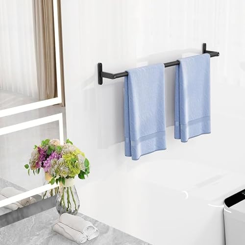 Black Towel Bar, 24 Inch Towel Rack for Bathroom Wall Mounted, Heavy Duty Hand Towel Holder, Space-Saving Bathroom Towel Rack Rod, Single Bar Matte Black — view 5