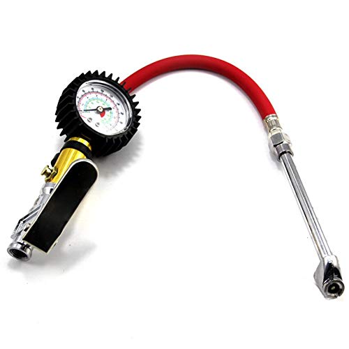 Manómetro de presión de neumáticos, resistente inflador de neumáticos de 220 PSI Pistola de presión de neumáticos de alta precisión con manguera de aire a prueba de fugas compatible con camión (Colo