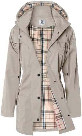 SaphiRose Lange Regenjacke für Damen, Outdoor-Regenmantel, Windbreaker, mit Kapuze