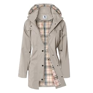 SaphiRose Women’s Long Hooded Rain Jacket Outdoor Raincoat Windbreaker