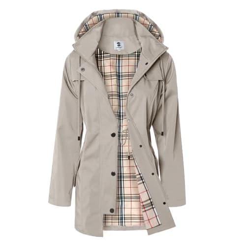 SaphiRose Women’s Long Hooded Rain Jacket Outdoor Raincoat Windbreaker
