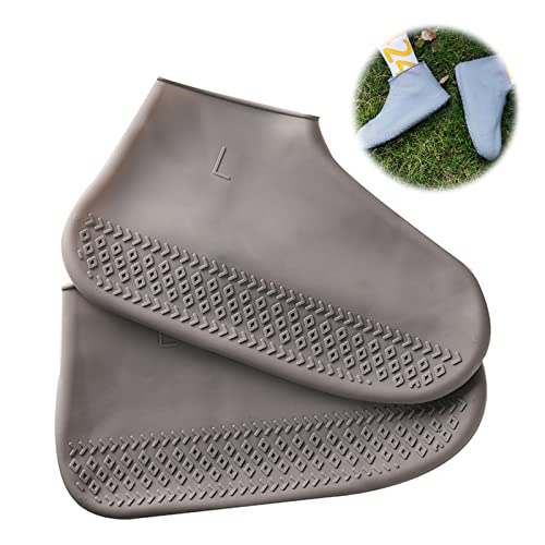 Wasserdichte Überschuhe 1 Paar Silikon überschuhe Rutschfest Wiederverwendbare Silikon Wasserdicht Schuhüberzieher Regen Überschuhe Für Regen Schneetag Wüstenstrand Schlammige Straßen Grau L Cover