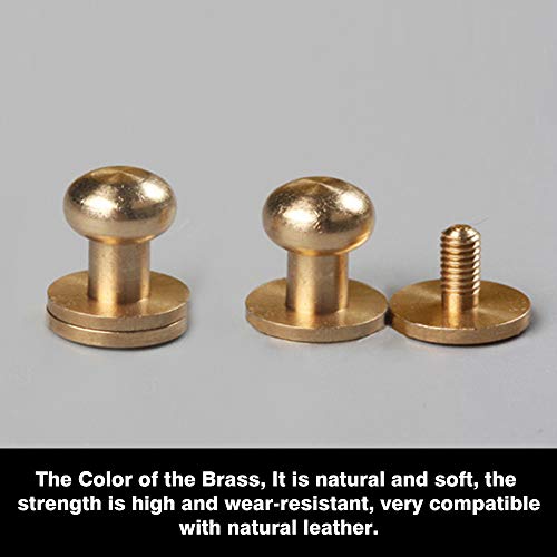 Wuta Solid Brass Round Head Screw Studs Brass Button Nail Rivet Chicago Leathercraft Accessories 20Pcs/Pack,10Mmx8Mm Nikel #TOP4