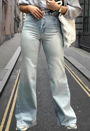 Image of Women's Flare High Waisted Bell Bottom Wide Leg Stretch Classic Denim Pants
