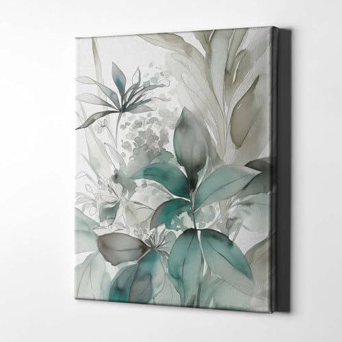 Feuillage bleu sarcelle impression d'art Whispering Botanicals No.2 fond blanc XL