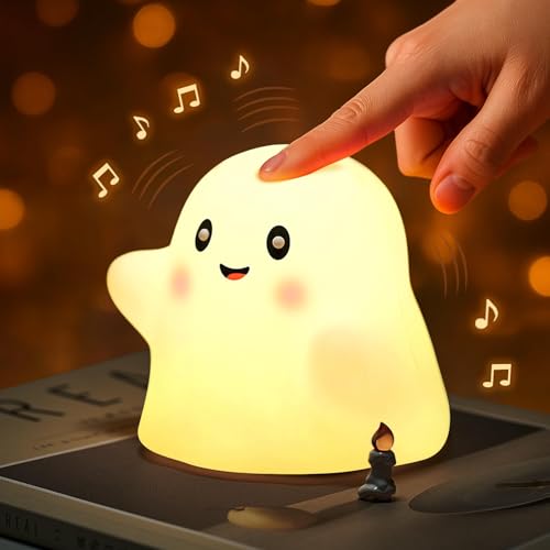 magimagi Halloween Ghost Night Light, Halloween Decorations, 13 Fun Sounds, 30-Min Timer, Boo Basket Gifts for Kids, Cute Ghost Ornament for Party