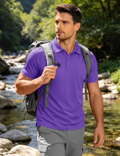 KEFITEVD Men's Polo Shirts Breathable Quick Dry Golf Short Sleeve Work Tops - Image 3