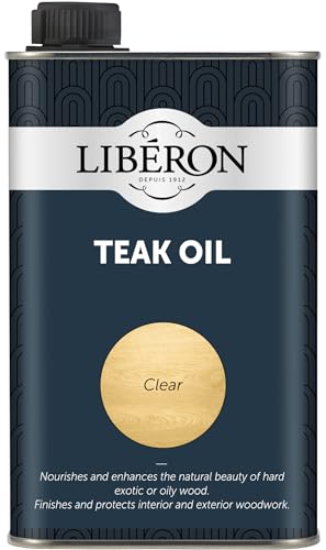 Image of Libéron Teak Oil - Protects & Revives Interior & Outdoor Wood - UV & Weather-Resistant - Ideal for Garden Furniture & Hardwood - Clear - 500ml