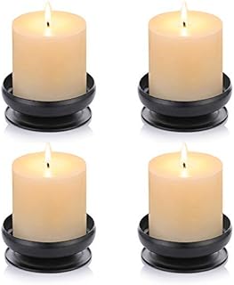 Pcs of 4 Spike Candle Holder Iron Candle Plate Pillar Candle Holder, Black, Decorative Iron Pillar Candle Plate, 9cm Diameter Pedestal Candle Stand for LED & Wax Candles, Incense Cones, Spa, Weddings