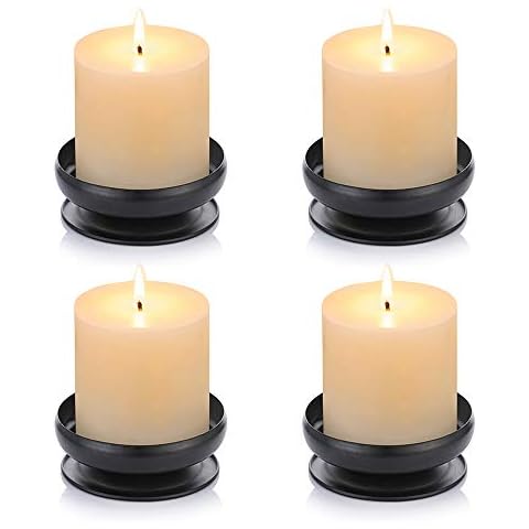 Pcs of 4 Spike Candle Holder Iron Candle Plate Pillar Candle Holder, Black, Decorative Iron Pillar Candle Plate, 9cm Diameter Pedestal Candle Stand for LED & Wax Candles, Incense Cones, Spa, Weddings Cover
