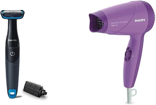 PHILIPS Male Body Groomer Shaver (BG1025/15) &amp; Dryer (HP8100/46) Combo, Black