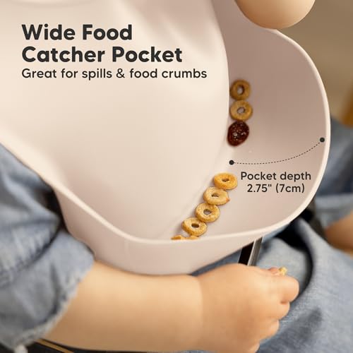 Image of KeaBabies 2-Pack Silicone Bibs for Babies, Toddlers Girl, Boy (Macaron) | Sturdy Food-Grade Baby Bibs for Eating, Large Food Catcher, Easy Clean & Put On, Waterproof Baby Feeding Essentials, BPA-Free