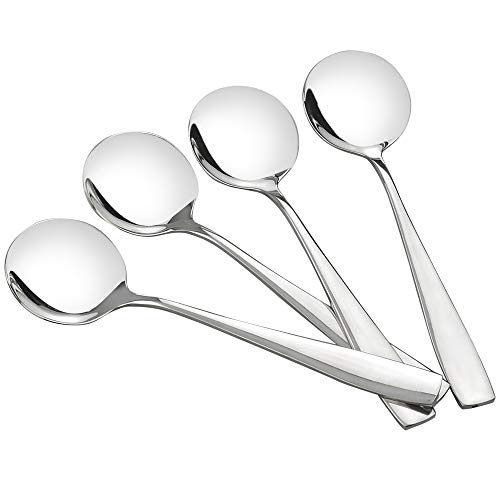 HOMMP 16 Stück Suppenlöffel rund Edelstahl Bouillon Löffel Cover