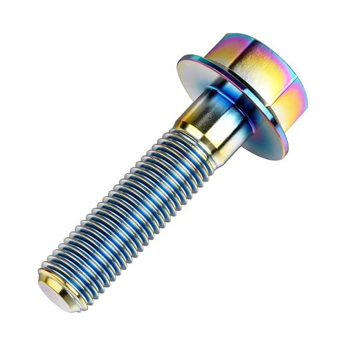 Image of Ti Screws M10 x 20 25 30 35 40 45 50 55 60 65 70 75 80 90 100mm 1.25 Pitch Titanium Flange Hex Bolt Pack of 4 (Rainbow, M10x40mm)