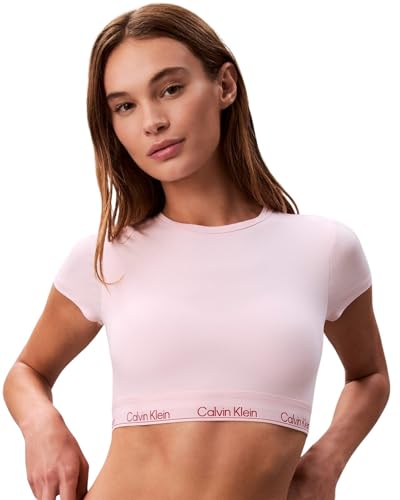 Calvin Klein Women's High Neck T-Shirt Bralette, Pink (Potpourri), S
