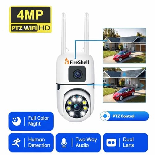 Image of Fireshell Smarthome Dual Lens 10MP (5MP+5MP) WiFi CCTV Camera with 360 PTZ & Fixed View, AI Motion Detection, Color Night Vision, Two-Way Audio, App Remote Access Indoor Security Camera