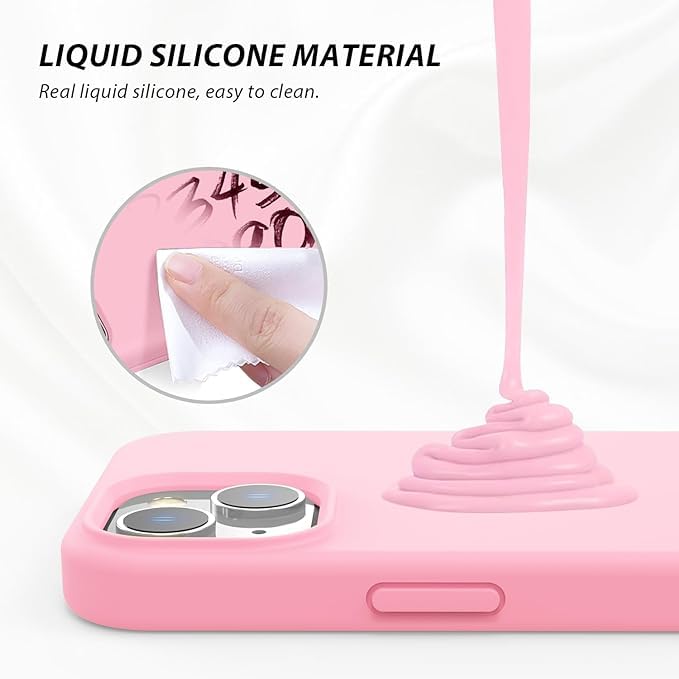 Image of MIDOS Back Cover Compatible with iPhone 15 Case Liquid Silicone Full Protection Shock Proof Back Cover for iPhone 15 (Pink)
