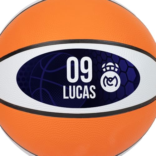 Wanapix | Balón de Baloncesto Personalizado Decorativo | Incluye pie de Apoyo | Pelota Basket Ball con Nombre o Imagen | Talla 7 | Real MDRD