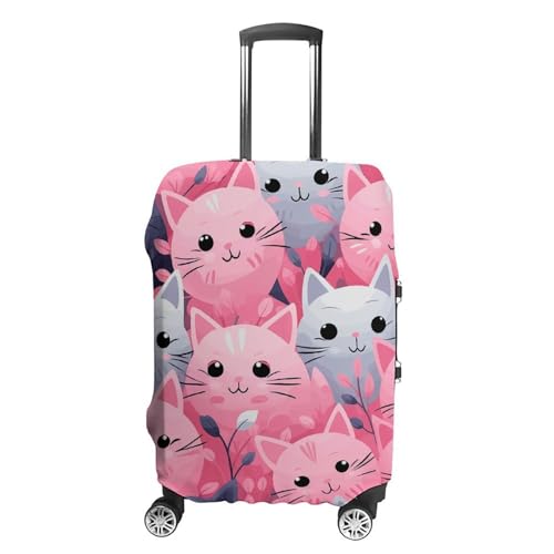 Pink Cat Printed Luggage Cover Protector, Fits 18-32 Inch Luggage