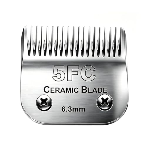 5FC Blade Dog Grooming Clipper Replacement Blades compatible with Andis Dog Clippers Detachable Ceramic Blade & Stainless Steel Blade Size-5 FC 1/4-Inch Cut Length (64122)