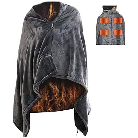 RERTOARY Heated Shawl,USB Electric Heated Wrap Shawl Wearable Cape,3 Levels Adjustable Temperature Electric Blanket,Double-Sided Coral Fleece Washable Heat Throw Blanket For Sofa Home Car Office Use Cover