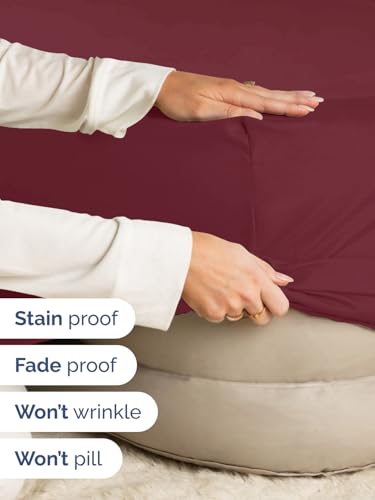 Image of Extra Deep Full Fitted Sheet - Single Fitted Sheet Only - Burgundy | Easily Fits 18 inch to 24 inch Mattress, Soft, Wrinkle Free, Breathable & Comfy, Extra Deep Pockets Hotel Luxury Fitted Sheet