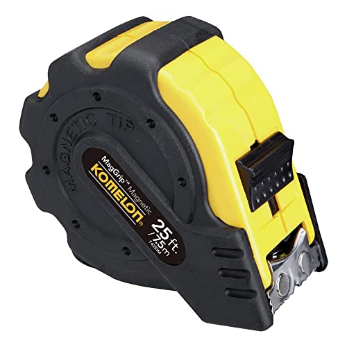 KOMELON Tape Measure - 25ft MagGrip Measuring Tape with Magnetic Hook & Standard/Metric Numbers - 7425IM