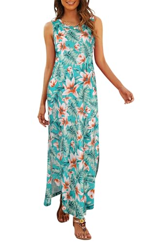 Image of Hount Women's Casual Summer Sleeveless Dress Loose Split Maxi Dresses with Pockets