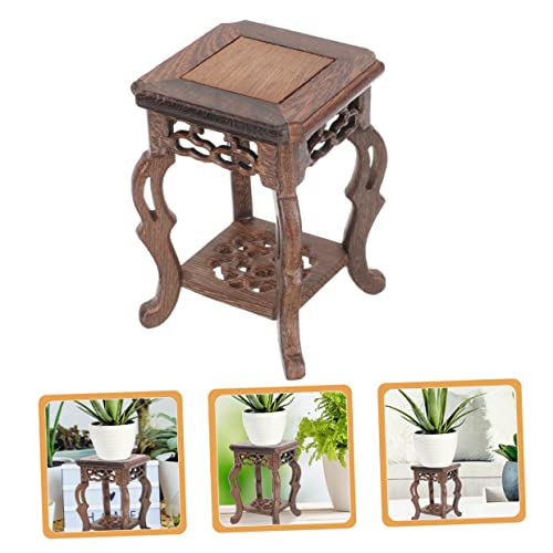 Zerodeko Oriental Antique Pot Indoor Balcony Wood Plant Planter Outdoor Modern Plants Stool Succulent Flowerpot Base Holder Wooden Rack Display #TOP5