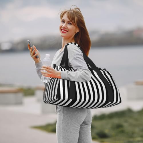 Bolsa de viaje impermeable con rayas y diseño plegable de gran capacidad para el gimnasio 7