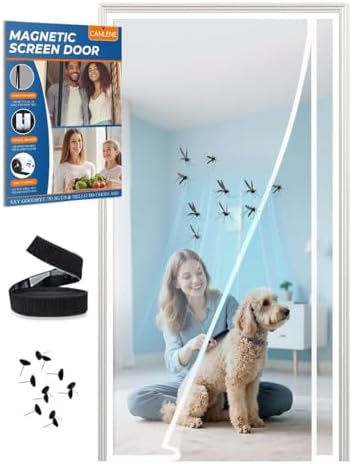 Magnetic Screen Door Left Right Side Opening Polyethylene Terephthalate Mesh Greater Than Fiberglass and Polyester Easy Install