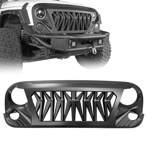 Collect Light Front Bumper Grill For Jeep Wrangler JK 2007-2018 Rubicon Sahara Sport Unlimited Matte Black Shark Grill