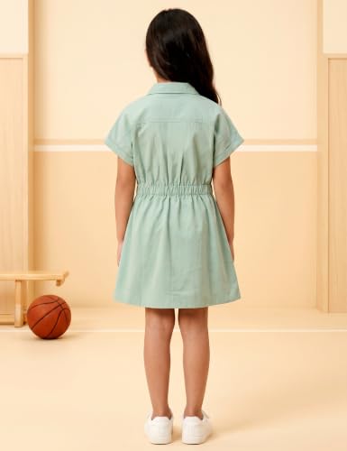 Image of Amazon Brand - Symbol Girl's Cotton Denim Shirt Knee-Length Casual Dress
