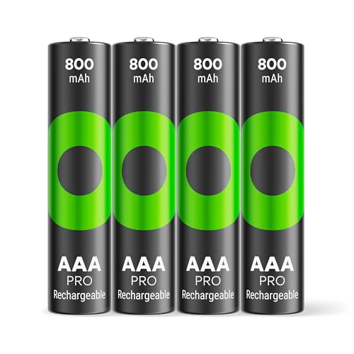 GP ReCyko PRO AAA Battery 800 mAh NiMH, 1.2 V, Pack of 4 Rechargeable Batteries AAA, Designed for Optimal Performance in Power-Intensive Devices, Up to 1500 Charging Cycles