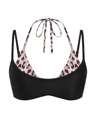 Image of ZAFUL Women's Polka Dot Bikini Tops Double Layer Halter Swimsuit Top Color Block Bathing Suit Top Only
