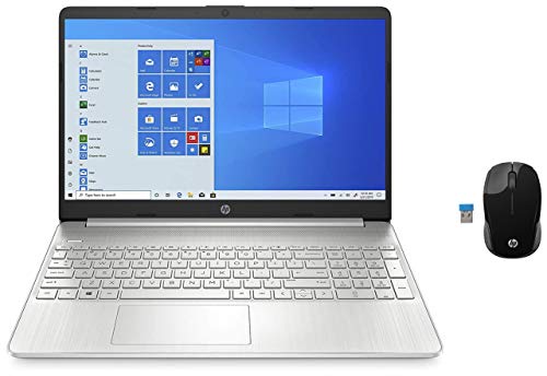 Image of HP 15 10th Gen Intel Core i5 Processor 15.6-inch FHD Laptop (8GB /1TB HDD /Win 10 Home /MS Office /Finger Print Reader /Natural Silver), 15s du1034TU and Wireless Mice Combo