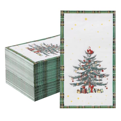 Tamone 100PCS 3-Ply Green Christmas Napkins - Christmas Tree Napkins Disposable - Premium Quality Green Dinner Napkins Soft and Absorbent