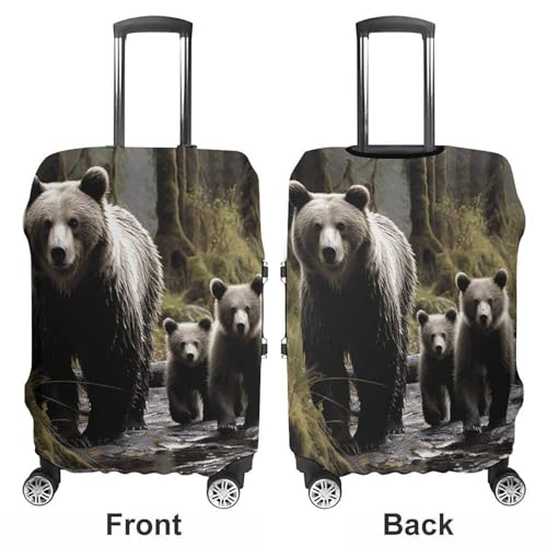 Mother Bear And Her Luggage Covers Elastic Suitcase Cover Protector Cute Travel Suitcase Protector Anti-scratch Fits 19-32 Inch Luggage L3