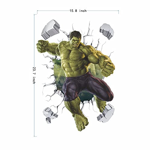 Aoligl Avengers Hulk Wall Stickers Diy Violent Muscle Monster Hulk Giant Wall Decal Children's Cartoon Bedroom Background Wall Decoration Self-Adhesive Wall Sticker (Size 17.7 * 23.7 Inch) #TOP5