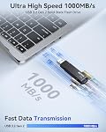 KEXIN 512GB Portable External USB Solid State Drive Type-c and USB 3.2 Dual Interface, USB C Flash Drive up to 1050MB/s Dual USB Swivel Memory Stick for iPhone 15/16/17, Smartphone, Tablet, Laptop