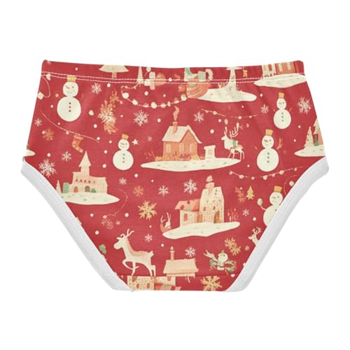 Girls' Sport Panties Toddler Cotton Underwear for Toddler Red Christmas Snowman2