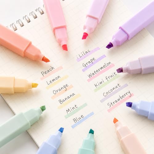 Image of 12 PCS Highlighter Pastel Pen Marker Pastel Assorted Colours, Aesthetic Marker Pens Highlighter Set, Perfect for Diary or Notebook in School,Office Supplies Smooth Writing Quick Dry