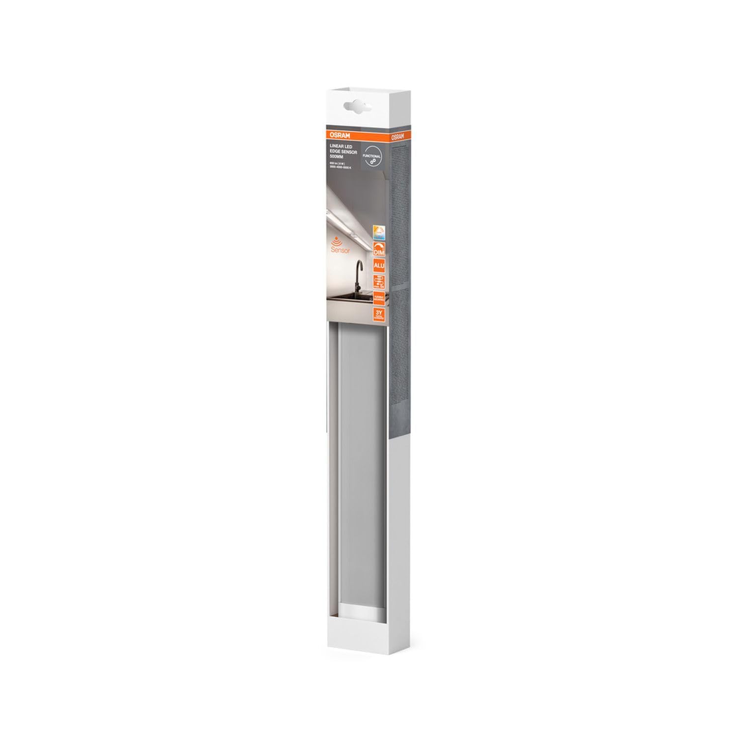 Licht-Erlebnisse LED Unterbauleuchte mit Bewegungsmelder Aluminium Metall Weiß 3000-4000-6500 K CCT Click-DIM Regal Schrank Arbeitsplatz B:50 cm Lichtleiste Flur