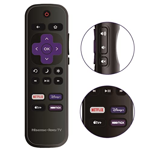 OEM Replacement Remote Control Compatible with All Hisense Roku TV Smart 4K Ultra HDTV 【Only Works with Hisense Roku TV, Not for Roku Stick and Roku Box】 (Netflix/Disney Plus/Apple TV+ / HBO Max) - Thumbnail 4