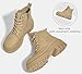 LUCKY STEP Women's Platform Ankle Boots Zipper Fashion Combat Thick Lug Sole Durable Chunky Wedge Booties Shoes(Camel,8)