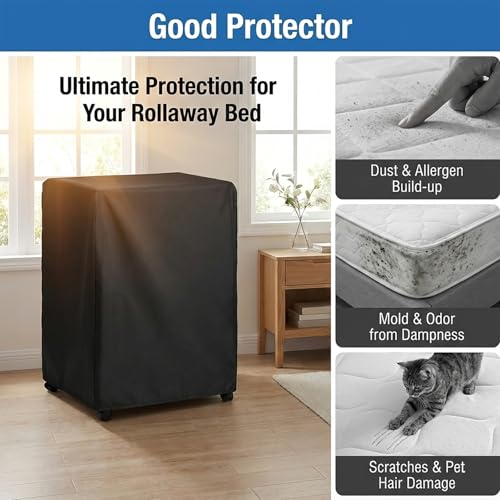 WOMACO Universal Rollaway Bed Cover, Folding Storage Cover Protector (Black, Single / 31 Inch) by WOMACO - Image 4