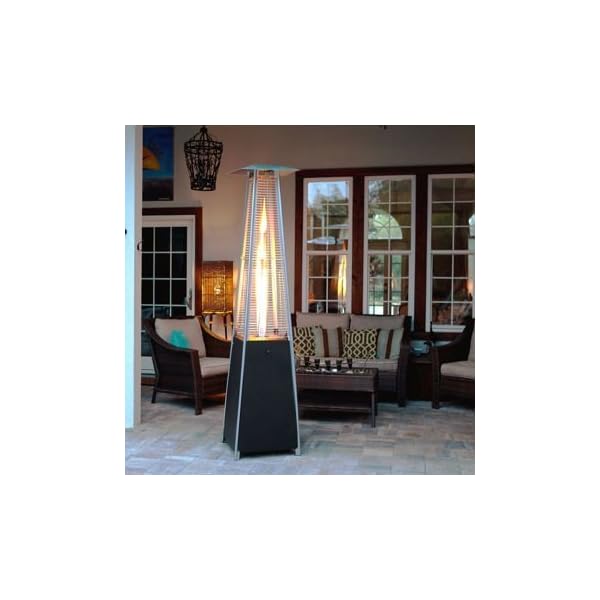 Resort model 40000 btu natural gas glass tube flame patio heater in rich mocha matte finish with mobility wheels and protective cover  urban country home decor