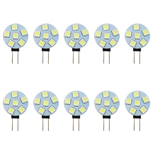 Pin Bombilla LED G4 Bombilla LED G4 de 12 voltios CC, 3 W, repuesto con clavija lateral, regulable, luz blanca cálida para focos de interior, 1 W, 10 unidades, blanco cálido