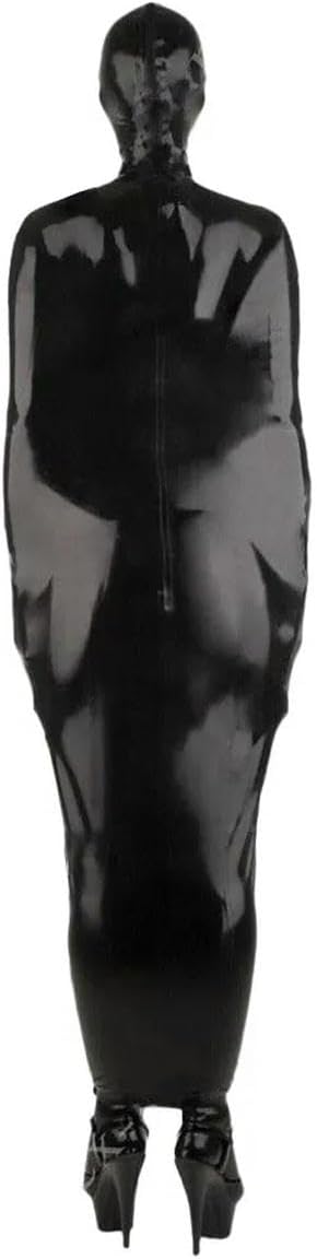 Back Zipper Stretch Leather PVC Bodysuit Cosplay Costume Halloween Women Mens Suits