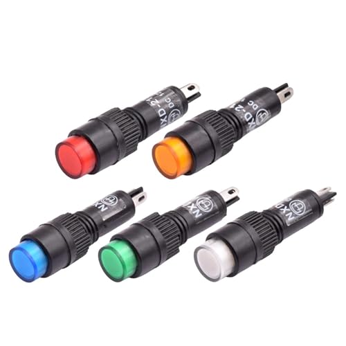 Piloto LED de 8mm verde 12V 24V NXD-215 lámpara de señal plástica pack de 5 unidades